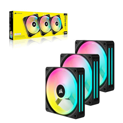 Corsair iCUE LINK QX120 RGB 120mm Magnetic Dome RGB Fans - Triple Fan Starter Kit with iCUE LINK System Hub - Black