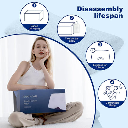 EGOHOME Cervical Neck Pillow, Side Sleeper Pillow for Sleeping, Aloe Vera Infused Memory Foam Pillow for Neck Pain Relief, Ergonomic Neck Support Pillow for Side Back Stomach Sleepers, 30x16 Inches