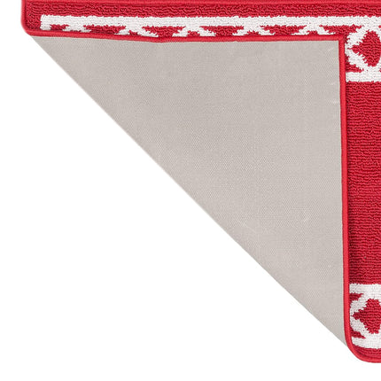 Nautica – Tapis de couloir tufté | Motif à bordure Collin Trellis | Décoration d'intérieur moderne | Antidérapant | Lavable en machine | Tapis pour entrée et couloir | Mesure 66 cm x 244 cm | Rouge et blanc