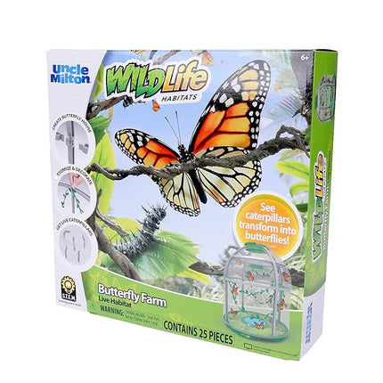 Uncle Milton Butterfly Farm Live Habitat - Observe Butterfly Lifecycle in Garden – Includes Voucher to Redeem for Caterpillars