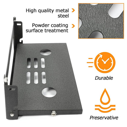 Mesa de portón trasero ALMULOO Estante plegable para puerta trasera compatible con Jeep Wrangler JK JKU 2007-2024, rejilla de almacenamiento para camping al aire libre, estante de carga