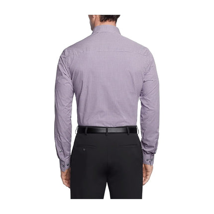 UNLISTED Kenneth Cole Men's Dress Shirt Slim Fit Checks and Stripes (Patterned), Purple, 16"-16.5" Neck 32"-33" Sleeve