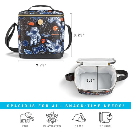 Fit & Fresh Insulated Lunch Box for Kids Boys & Girls, Lunch Bag for Kids with 2 Reusable Snack Bags, School Lunch Box, Cypress Astronaut Black