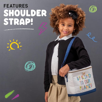 Fit & Fresh Insulated Lunch Box for Kids Boys & Girls, Lunch Bag for Kids with 2 Reusable Snack Bags, School Lunch Box, Cypress Be Kind to Our Planet