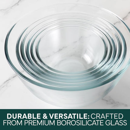 COOK WITH COLOR 12 Pc Glass Mixing Bowl Set with Lids – Borosilicate Glass Nesting Bowls for Cooking, Baking and Meal Prep, Sage