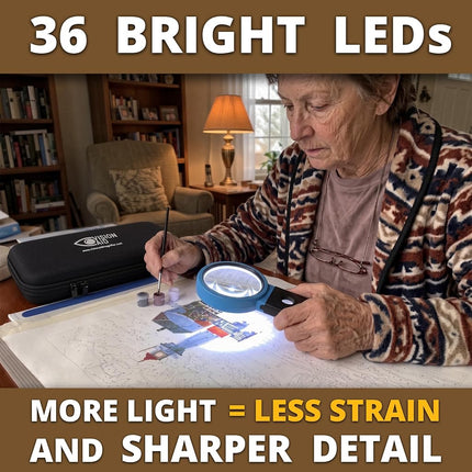 Vision Aid 30x Hands-Free Magnifier with Ultra Bright LED and Case - Loupe Magnifying Glass Stand for Reading Jewelry Coins Watch Hobby Crafts Close Work