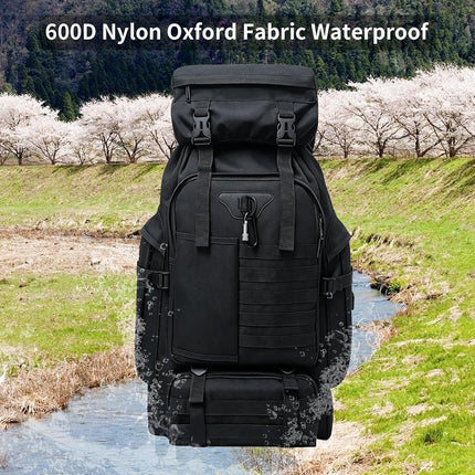 Ogetok 80L Hiking Backpack Camping Rucksack, 80 liters Large Capacity Outdoor Knapsack Travel Climbing Mountaineering Carry On Backpack Bag, Trekking Backpacking for Men Women, Black