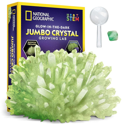 Kit de cultivo de cristales gigantes National Geographic - Crea tu propio cristal gigante que brilla en la oscuridad en unos pocos días con este kit para hacer cristales, kit de ciencia, kit de cultivo de cristales para niños