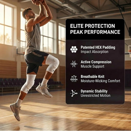 McDavid – 6446R – Knee compression sleeve – Hexpad – Unisex Adult – Knee pads sleeve – Prevents impact injuries – Very elastic – Indoor Sports – Basketball knee sleeve – (6446R)