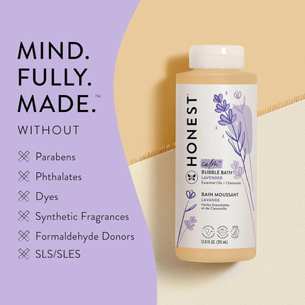 Honest Calming Lavender Hypoallergenic Bubble Bath with Naturally Derived Botanicals, Dreamy Lavender, 12 Fluid Ounce