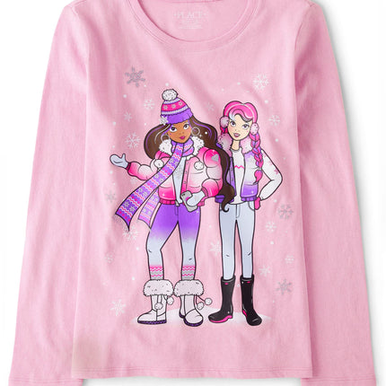 The Children's Place Girls' Long Sleeve Graphic T-