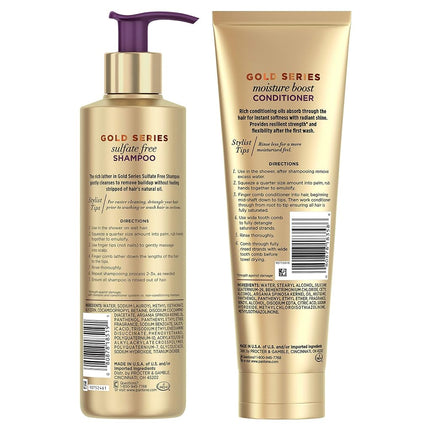 Pantene Shampoo and Sulfate Free Conditioner Kit, with Argan Oil, Pro-V Gold Series, for Natural and Curly Textured Hair, 16.9 fl oz, Kit