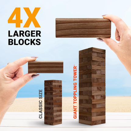 GoSports Torre Oscilante Grande con Acabado Oscuro y Reglas Adicionales | Comienza en 45.7 cm y Crece a Más de 91.4 cm | Hecha de Bloques Premium Teñidos de Marrón
