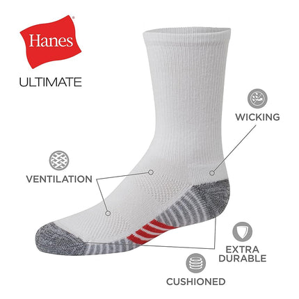 Hanes Ultimate Boys Crew, 10-Pack White Small