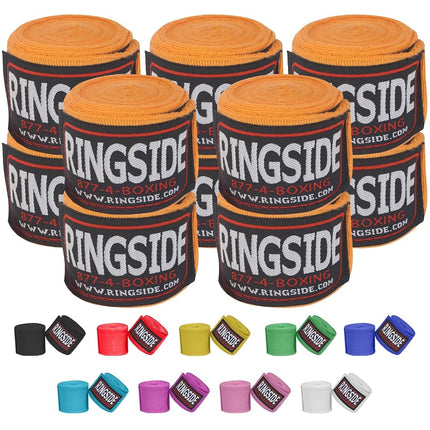 Ringside Mexican Style Boxing Hand Wraps (5 Pairs Pack), Neon Orange, 180"