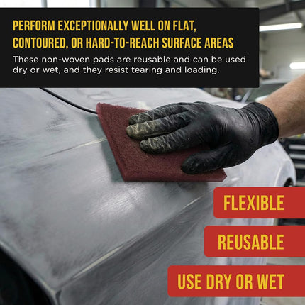 Dura-Gold Premium 6" x 9" 10 Scuff Pad Variety Pack, 2 Each Maroon, Gray, Gold, Purple and White - Scuffing, Scouring, Sanding, Cleaning, Blending, Paint Surface Prep Adhesion - Automotive Auto Body