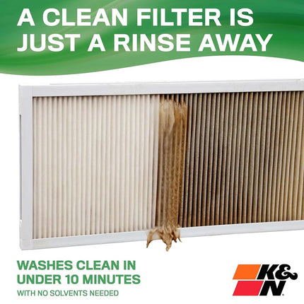 K&N 12X24X1 HVAC Furnace Air Filter, Lasts a Lifetime, Washable, Merv 13, the Last HVAC Filter You Will Ever Buy, Breathe Safely at Home or in the Office, HVC-13-11224