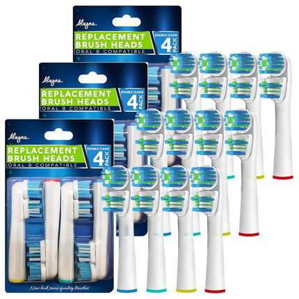 Alayna Brush Heads Compatible with Oral-B, Double Head Design, 12 Count