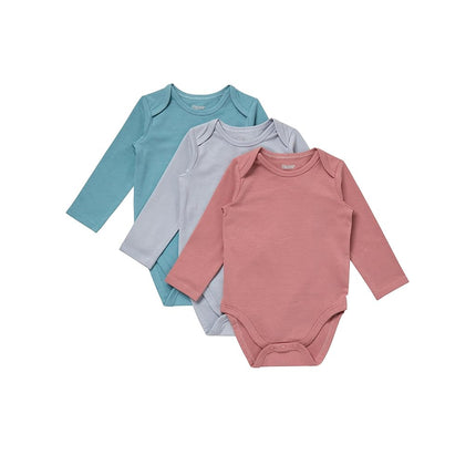 Lot de 3 grenouillères à manches longues Hanes Pure Comfort, bébés, garçons et filles, gris/rouille/bleu, 6 MOIS