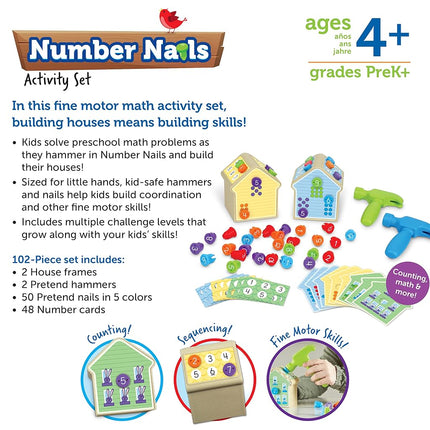 Learning Resources Number Nails Activity Set, Ages 4+, Maths Games For Kids, Preschool Games, 102 Pieces