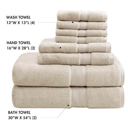 Madison Park 800GSM 100% Cotton Luxurious Bath Towel Set, Natural, Multi-Sizes