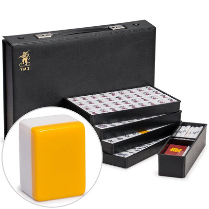 YMI Japanese Riichi Mahjong Set, White & Yellow Ti