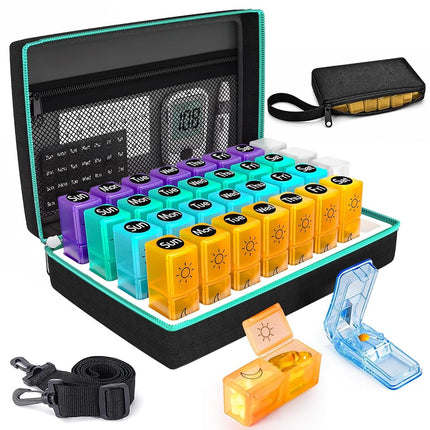 Monthly Pill Organizer 2 Times a Day, 2-in-1 Pill 