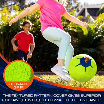 Nerf Kids Foam Mini Soccer Ball - Proshot Youth Soccer Ball - 7" Indoor + Outdoor Ball for Kids + Toddlers -Green/Blue