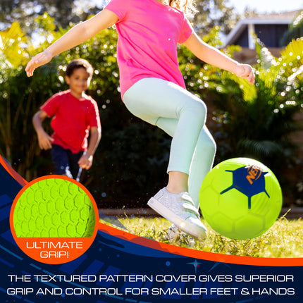 Nerf Kids Foam Mini Soccer Ball - Proshot Youth Soccer Ball - 7" Indoor + Outdoor Ball for Kids + Toddlers -Green/Blue