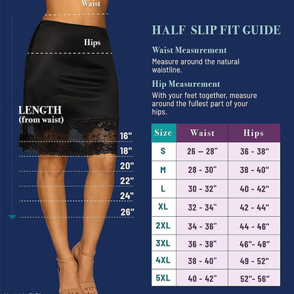 Vanity Fair Women's Anti-Static Nylon Half Slip for Under Dresses, 16" Length-Black, S