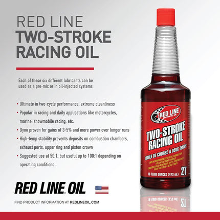 Aceite sintético de dos tiempos Red Line 40603 para carreras - 16 onzas (paquete de 12)