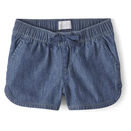 The Children's Place Girls' Denim Pull on Shorts, Rose Wash, 8