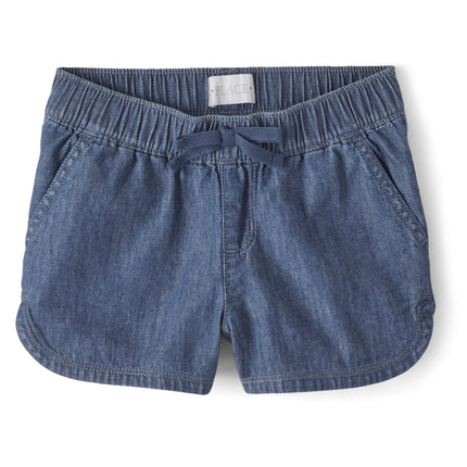 The Children's Place Girls' Denim Pull on Shorts, 