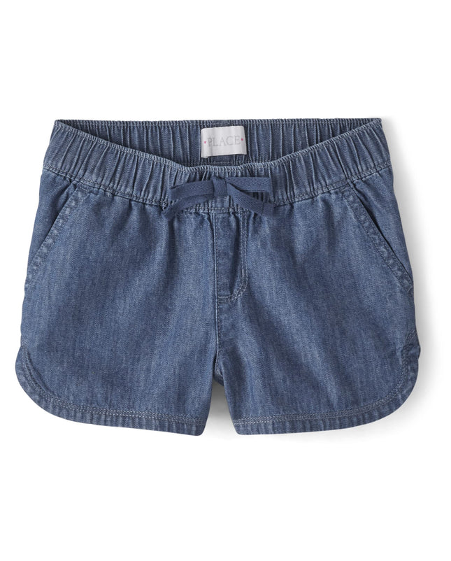 The Children's Place Girls' Denim Pull on Shorts, 