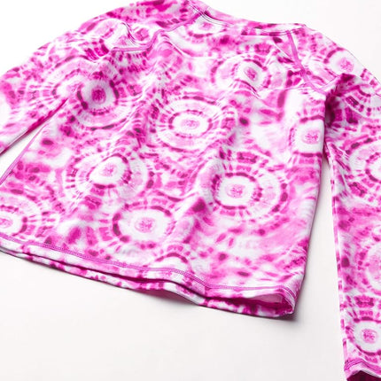 Kanu Surf Girls' Long Sleeve Rashguard UPF 50 Two Piece Swim Set, Groovy Pink, 14-16