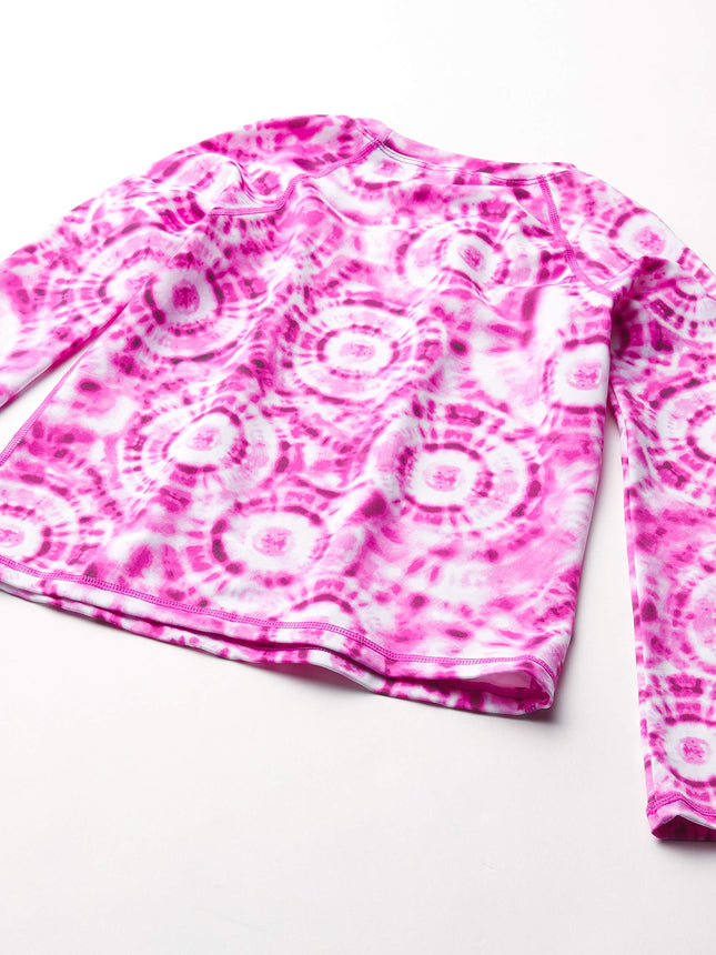 Kanu Surf Girls' Long Sleeve Rashguard UPF 50 Two Piece Swim Set, Groovy Pink, 14-16