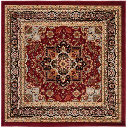 SAFAVIEH Lyndhurst Collection 3'3" x 3'3" Square Red/Black LNH330B Traditional Oriental Non-Shedding Living Room Bedroom Accent Rug
