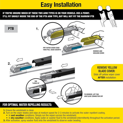 Rain-X 5079273-2 Latitude 2-in-1 Water Repellent Wiper Blades, 15 Inch (Pack of 1), Automotive Replacement Windshield Wipers with Patented Repellency Formula.