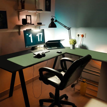 Mydours L-Shape Desk Pad, (135+135) x40cm Mega PU Leather Corner Computer Keyboard Desk Mat Blotter, XXL Large Gaming Mouse Pad for Home and Office Desktop (Green)