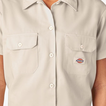 Dickies Work Shirt Cropped SS W Women's Short Sleeve Shirt, White V1, XS