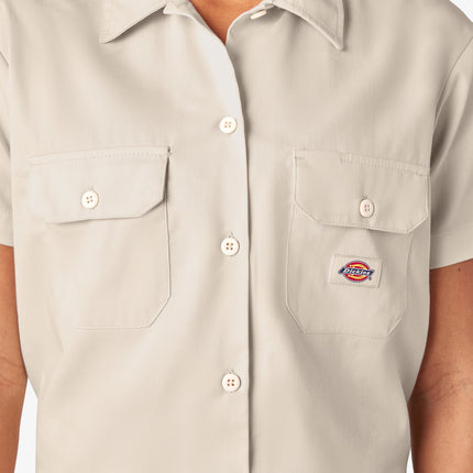 Dickies Women's Work Shirt Cropped Ss W, White, XL