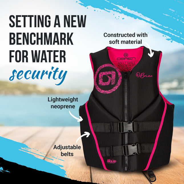 O'Brien Women's Traditional Neoprene USCGA Life Jacket, Pink, X-Small