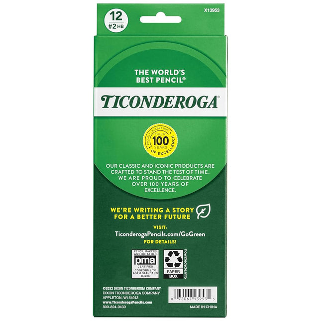Dixon Ticonderoga Wood-Cased #2 Pencils, Box of 12, Black (13953)