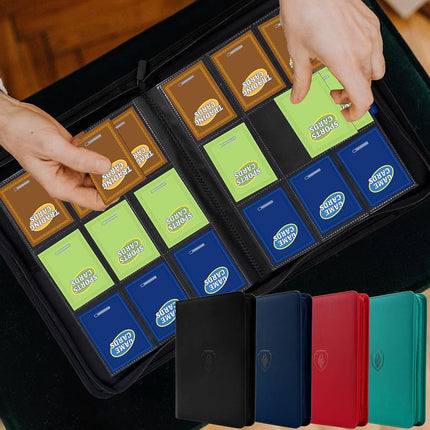 Fabmaker 9 Pocket Zipper Card Binder, 360 Pockets Trading Card Binder, Premium PU Binder for Cards, Side Loading Card Folders, Card Book Card Album for MTC, TCG, Game Cards, Sports Cards (Green)