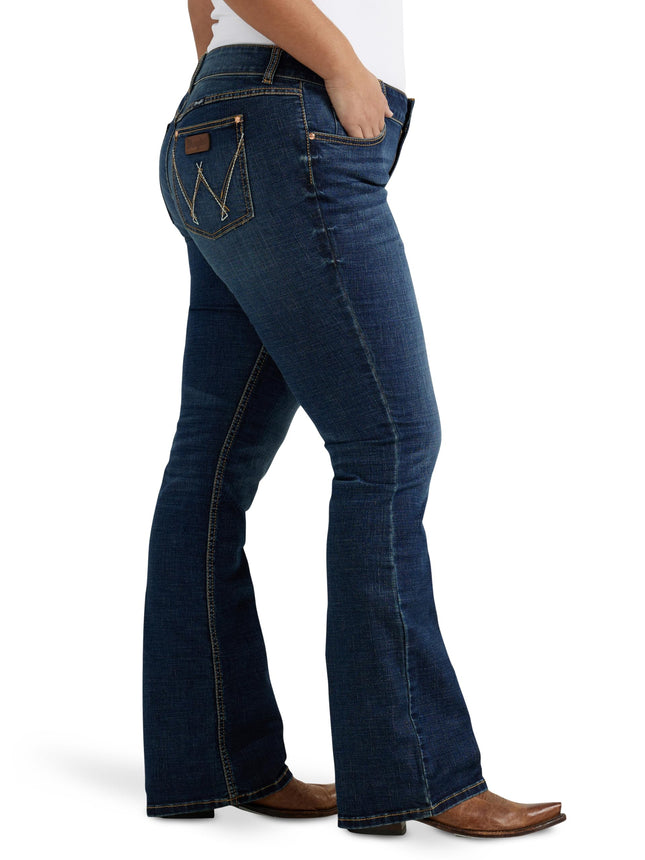 Wrangler Women's Retro Mae Plus Size Mid Rise Stretch Boot Cut Jean, Dark Blue, 20W / 34L