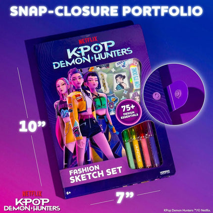 Kpop Demon Hunters™ Fashion Sketch Set, Includes Coloring Book, Gel Pens, Kpop Demon Hunters Stickers, Stencils & More, Great Girls Toys Age 6-8
