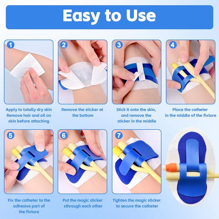 24 PCS Foley Catheter Stabilization Devices, Urinary Leg Bag Legband Holder Sticker, Catheter Supplies for PEG/G/Feeding Tube, Self Adhesive Catheter Tube Holder（Blue）