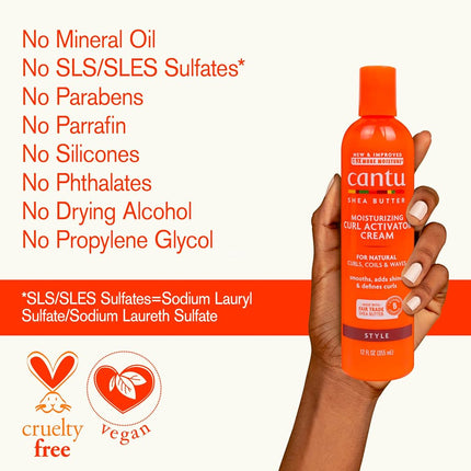 Cantu Moisturizing Curl Activator Cream for Natural Hair with Pure Shea Butter, 12 fl oz (Pack of 2)