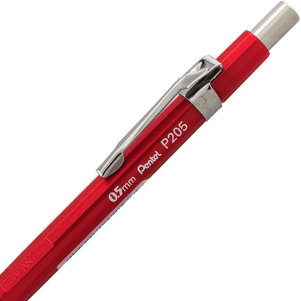 Pentel Sharp Mechanical Pencil, (0.5mm), Metallic Red Barrel, Box of 12 (P205MB)