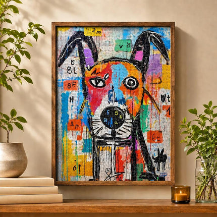 Geometric Dog Dreamscape Puzzle - 1000 Piece Abstract Art Jigsaw, Eco-Friendly, Satin Finish, Vivid Colours, Modern Home Decor, Educational Brain Game for Adults